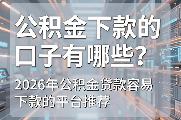 公积金下款的口子有哪些？2026年公积金贷款容易下款的平台推荐